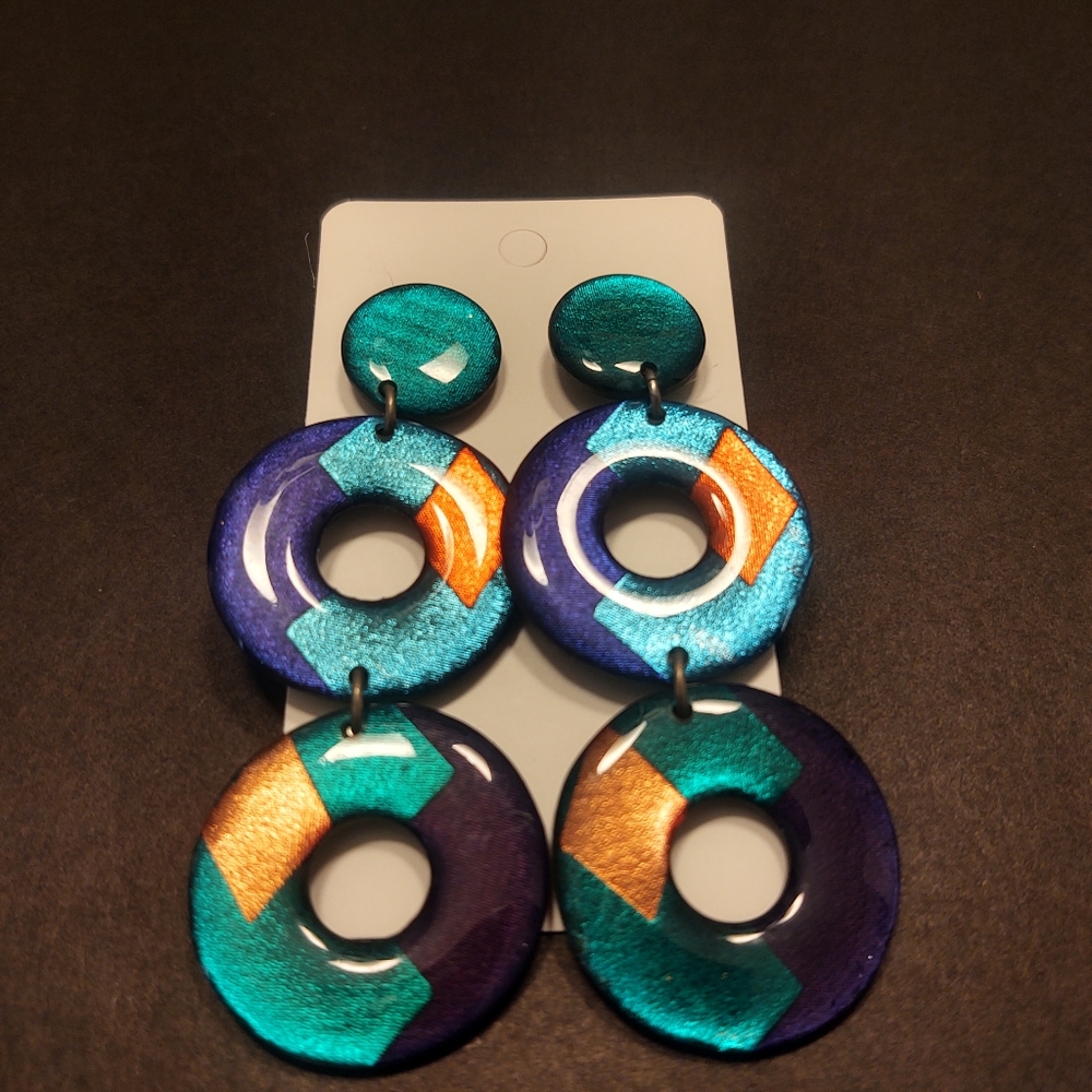 Green and blue earrings